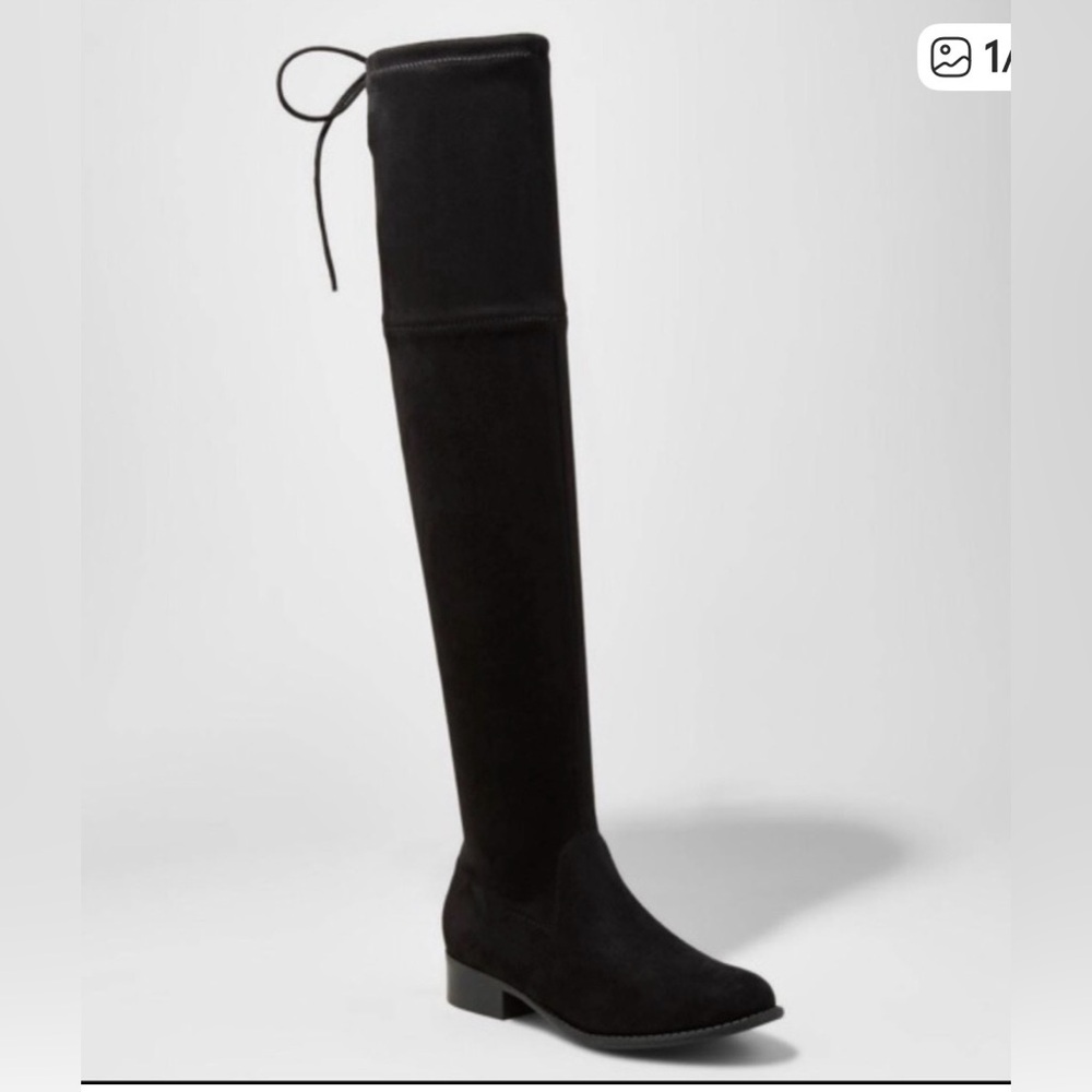 Over-the-Knee faux suede black Boots